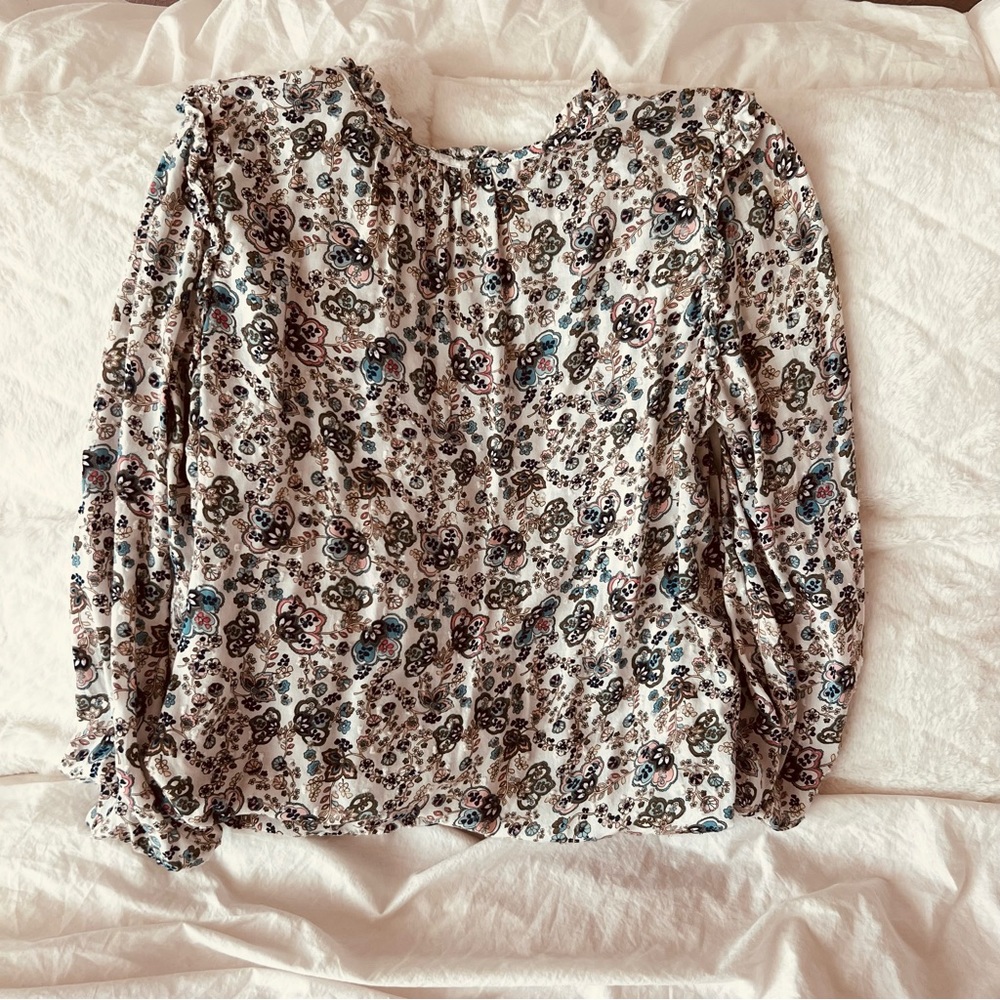 Loft split neck Long sleeve blouse medium petite floral